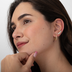 Silver Zircon Earrings Zirconia Earrings - Twisted Hoop 19 mm, 17 mm, 14 mm - Gold Plated and Rhodium Silver