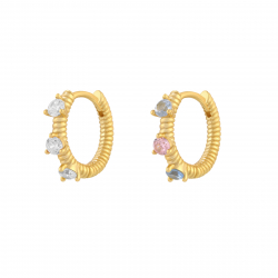 Ohrringe Silber Zirkonia Ohrringe Zirkonia - Gedrehter Ohrring 14 mm - vergoldetes und rhodiniertes Silber