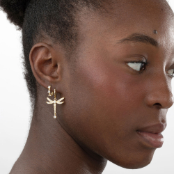 Ohrringe Silber Zirkonia Ohrringe Zirkonia - Gedrehter Ohrring 14 mm - vergoldetes und rhodiniertes Silber