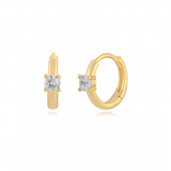 Ohrringe Silber Zirkonia Ohrringe Zirkonia -12,5&nbsp;mm - Vergoldet und Rhodiumsilber - Weiße Zirkonia