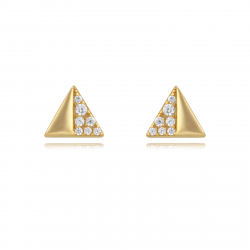 Silver Zircon Earrings Zirconia Earrings Triangle -7 mm - Gold Plated and Rhodium Silver - White Zirconia
