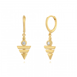 Pendiente Plata Circonita Pendientes Aro - Pirádime 30mm - Bañado Oro y Plata Rodiada