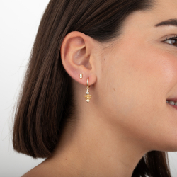 Pendiente Plata Circonita Pendientes Aro - Pirádime 30mm - Bañado Oro y Plata Rodiada