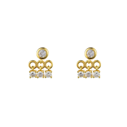 Silver Zircon Earrings Earrings with small danglings -  Zirconia - 12mm - Gold Plated