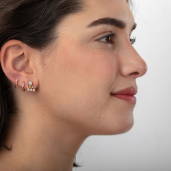 Ohrringe Glattes Silber Zirkon-Kugelohrringe – 12 mm  Creolen – vergoldet und rhodiniertes Silber