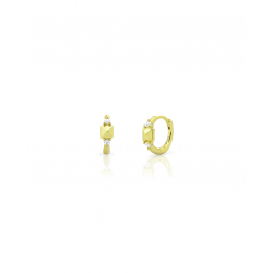 Pendiente Plata Circonita Pendientes Aro - Pirámide 13,5mm - Bañado Oro y Plata Rodiada