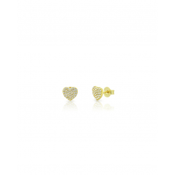 Pendiente Plata Circonita Pendientes Corazón - Circonita - 7mm - Plata Bañado Oro y Plata Rodiada