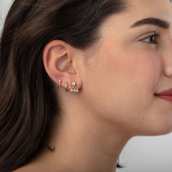 Pendiente Plata Circonita Pendientes Circonita - Aro Circonita 3,5 mm - Bañado Oro