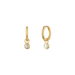 Pendiente Plata Circonita Pendientes Circonita - 11 mm - Aro con Rayas - Bañado oro y Plata Rodiada