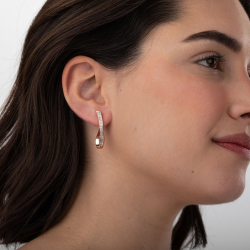 Ohrringe Silber Zirkonia Infinity-Ohrringe – Zirkon – 24 mm – vergoldet und rhodiniertes Silber