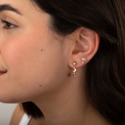 Ohrringe Silber Zirkonia Stern- und Mondohrringe – Zirkon – 23 mm – vergoldet