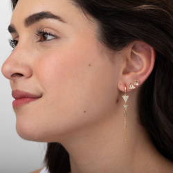 Silver Zircon Earrings Silver Earrings - Zirconia - 5.5 mm - Gold Plated and Rhodium-Plated Silver