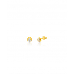 Silver Zircon Earrings Flower Earrings 5.5 mm - Zirconia - Gold Plated and Rhodium Silver