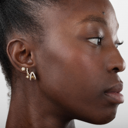 Silver Zircon Earrings Flower Earrings 5.5 mm - Zirconia - Gold Plated and Rhodium Silver