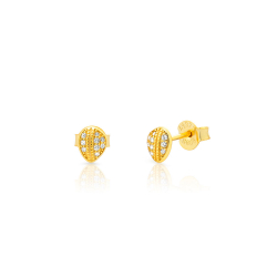 Pendiente Plata Circonita Pendientes Hoja 6 mm - Circonita - Bañado oro y Plata Rodiada