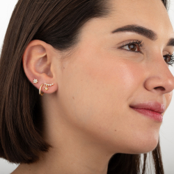 Ohrringe Silber Zirkonia Sternschnuppen-Ohrringe 10 mm – Zirkonia – vergoldet und rhodiniertes Silber