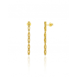 Ohrringe Silber Zirkonia Rechteckige Ohrringe 38 mm – Zirkonia – vergoldet und rhodiniertes Silber