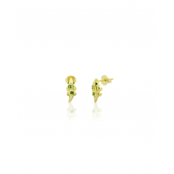 Pendiente Plata Circonita Pendientes Cocodrilo 12 mm - Circonita - Bañado oro y Plata Rodiada