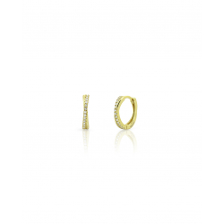 Ohrringe Silber Zirkonia Ohrringe - Zirkon 13mm - Vergoldet und rhodiniertes Silber