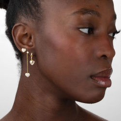Pendiente Plata Circonita Pendientes Aro Triple Corazones  - Circonita 21mm - Bañado oro y Plata Rodiada
