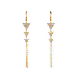 Ohrringe Silber Zirkonia Aro Pendientes – Dreifaches Dreieck – Circonita 55 mm – Gold und Plata Rodiada