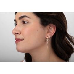 Ohrringe Silber Zirkonia Aro Pendientes – Dreifaches Dreieck – Circonita 55 mm – Gold und Plata Rodiada