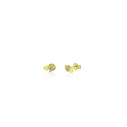 Pendiente Acero Mineral Pendientes Corazón 5 mm - Circonita - Bañado oro y Plata Rodiada