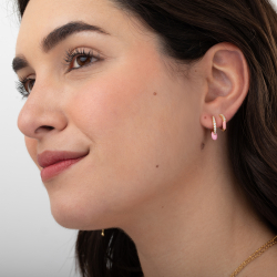 Pendiente Plata Circonita Pendientes Aro - Enamel - 17 mm - Circonita Blanca - Bañado oro