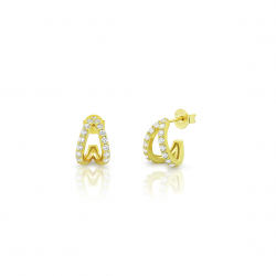 Pendiente Plata Circonita Pendientes - Circonita - 8*12mm - Plata Bañado Oro y Plata Rodiada