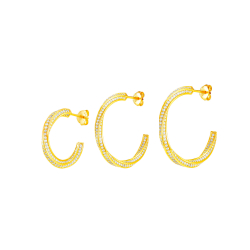 Pendiente Plata Circonita Pendientes Semi Aro - 22mm y 28mm Bañado Oro