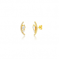 Pendiente Plata Circonita Pendientes Circonita - 19 mm -  Bañada Oro Y Plata Rodiada