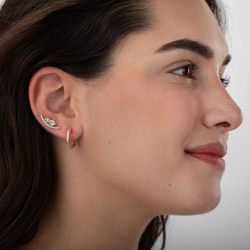 Silver Zircon Earrings Zirconia Earrings - 19 mm - Gold Plated and Rhodium Silver
