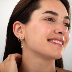 Pendiente Plata Circonita Pendientes Aro  - 17 mm - Circonita - Bañado Oro y Plata Rodiada