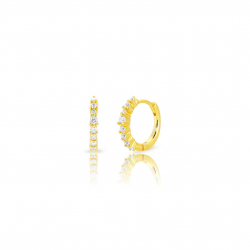 Pendiente Plata Circonita Pendientes Aro  - 14 mm - Circonita - Bañado Oro y Plata Rodiada