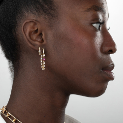 Ohrringe Silber Zirkonia Creolen – 14 mm – Zirkonia – vergoldet und rhodiniertes Silber