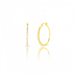 Pendiente Plata Circonita Pendientes Aro  - 24,5 mm - Circonita - Bañado Oro y Plata Rodiada