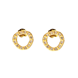 Boucles D'Oreilles Argent Zircone Boucles d’oreilles Rondes - 11 mm - Zircone Blanche - Plaqué Or et Argent