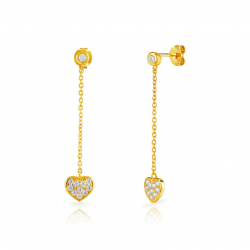Pendiente Plata Circonita Pendientes Circonita -  Circulo y Corazón 38 mm - Bañado Oro y Plata Rodiada