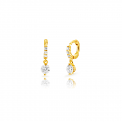 Ohrringe Silber Zirkonia Huggies 8 mm + 4 mm Zirkonia-Ohrringe - Silber Vergoldet und rhodiniertes Silber