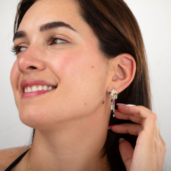 Boucles D'Oreilles Argent Zircone Boucles d'oreilles Galactique Zircone - 37 mm - Plaqué Or