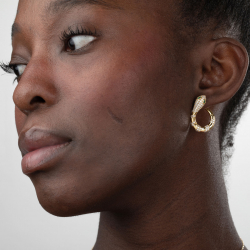 Ohrringe Silber Zirkonia Schlangenohrringe 27*18 mm – Grüner Zirkonia – vergoldetes und rhodiniertes Silber