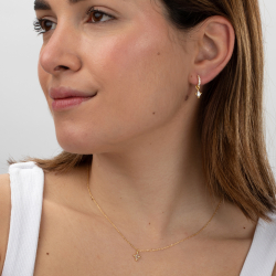 Pendiente Plata Circonita Pendientes Aro - Circonita Lagrima - 11 + 8.5 mm - Bañado Oro y Plata Rodiada