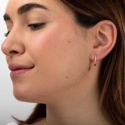Pendiente Plata Circonita Pendientes Aro Flor- 11 + 6 mm - Circonita - Bañado Oro y Plata Rodiada