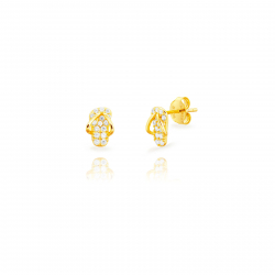Pendiente Plata Circonita Pendientes Chanclas Circonita - 9*5 mm - Bañado Oro y Plata Rodiada