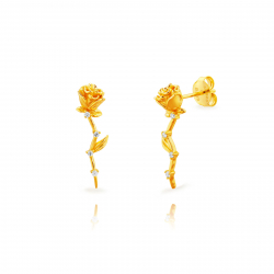 Pendiente Plata Circonita Pendientes Rosa - Circonita - 23 mm - Bañado Oro y Plata Rodiada