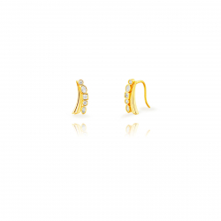 Ohrringe Silber Zirkonia Climber-Ohrringe 15 mm - Weißer Zirkon – vergoldetes und rhodiniertes Silber