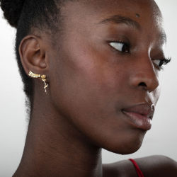 Ohrringe Silber Zirkonia Climber-Ohrringe 15 mm - Weißer Zirkon – vergoldetes und rhodiniertes Silber