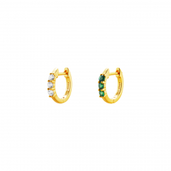 Pendiente Plata Circonita Pendientes Aro - 12 mm - Circonita - Bañado Oro y Plata Rodiada