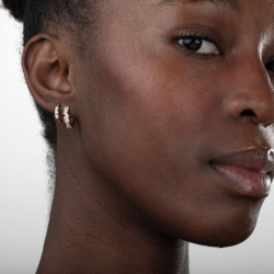 Silver Zircon Earrings Hoop Earrings - 12 mm - Zirconia - Gold Plated and Rhodium Plated Silver
