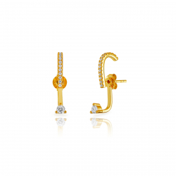 Ohrringe Silber Zirkonia Ohrringe Zirkonia - 22mm - Vergoldet und rhodiniertes Silber